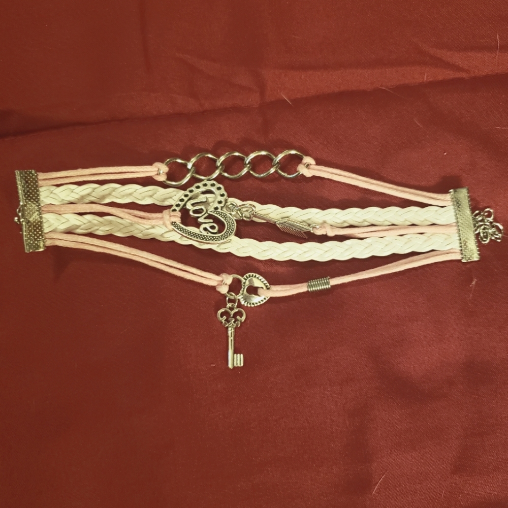 Beautiful pink, white and silver bracelet